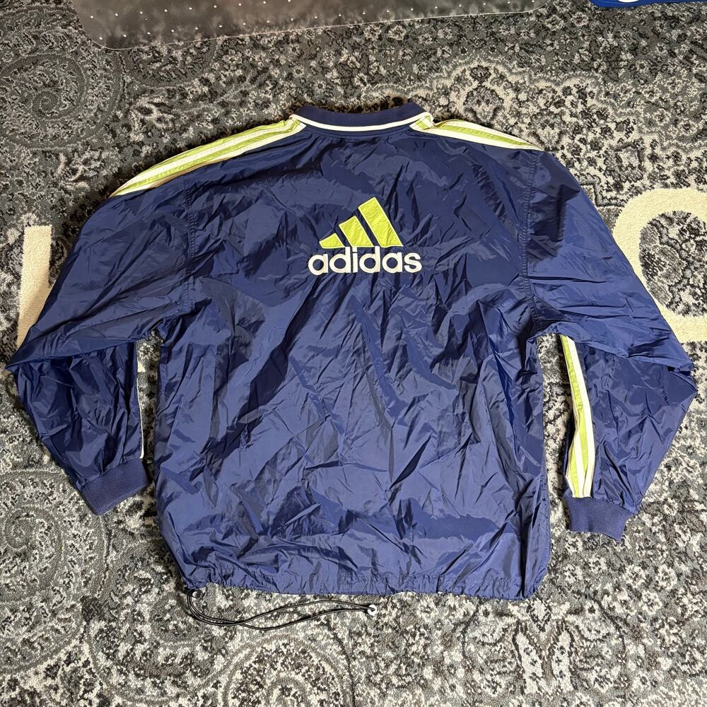 Vintage Adidas 90s Navy Sage Green Collared Windbreaker Mens Sz XL Preowned